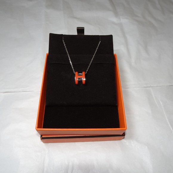 Hermes Pop H Ceramic Necklace Silver Chain - Picture 2 of 13